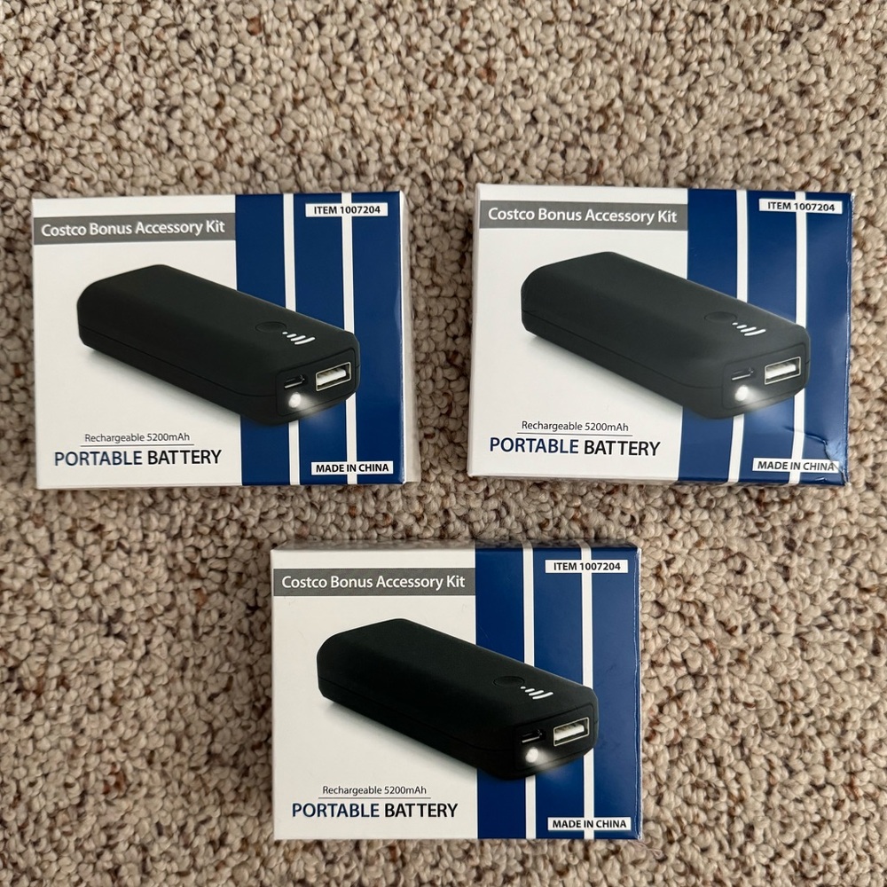 3 Costco Bonus Accessory Kits - Rechargeable 5200mAh
PORTABLE BATTERIES